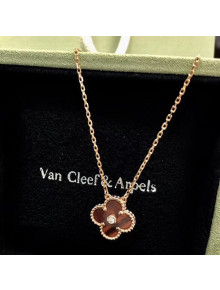 Van Cleef & Arpels Alhambra Necklace With Crystal Deep Red/Rosy Gold