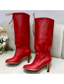 Gucci Leather Tied Mid-heel High Knee Boot 549680 Red 2019