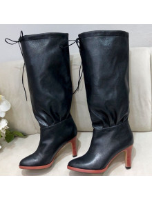 Gucci Leather Tied Mid-heel High Knee Boot 549680 Black 2019