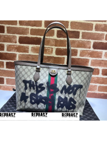 2022 Gucci x Balenciaga The Hacker Project Graffiti Medium Tote Bag 680125 GG Canvas Beige