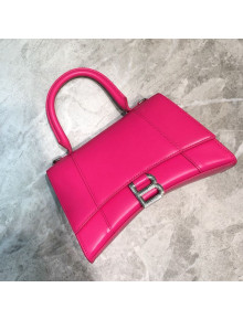 Balenciaga Hourglass Small Top Handle Bag in Smooth Leather Hot Pink/Silver 2019