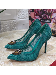 Dolce&Gabbana DG Lace High- Heel Pumps 10.5cm Green 2021