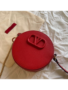 Valentino VLogo Calfskin Round Clutch with Chain Red 7788 2020