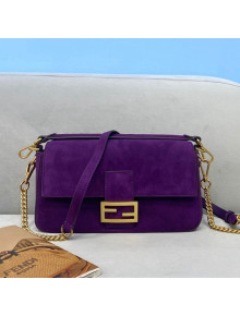 Fendi Medium Baguette Suede Shoulder Bag Purple 2021 308M