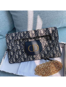 Dior Medium DiorDouble Chain Bag in Blue Oblique Canvas 2021