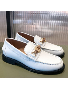 Gucci Leather Loafer Flat with Bamboo Horsebit White 2021