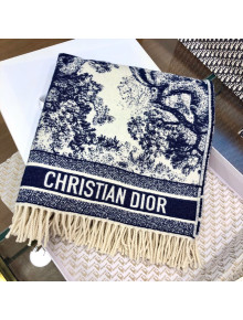 Dior Toile de Jouy Cashmere Shawl 140x140cm Blue 2021 110229