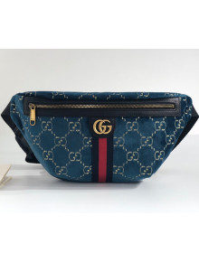 Gucci GG Velvet Belt Bag 574968 Blue 2019