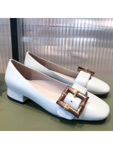 Gucci Leather Ballet Flat with Bamboo Buckle White 2021