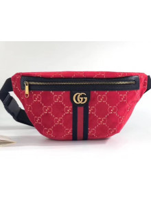 Gucci GG Velvet Belt Bag 574968 Red 2019