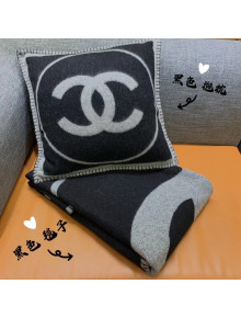 Chanel Wool Pillow/Blanket 45x45cm Black/Grey 2021 110267