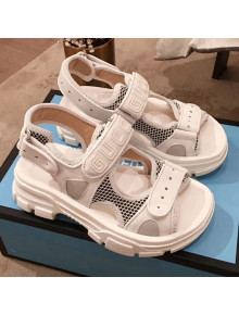 Gucci Flat Leather and Mesh Sandal 549909 White 2019 