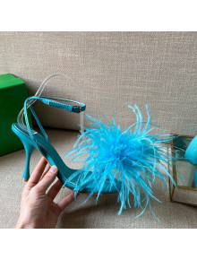 Bottega Veneta Feather Dot Heel Sandals 9cm Turquoise Blue 2021