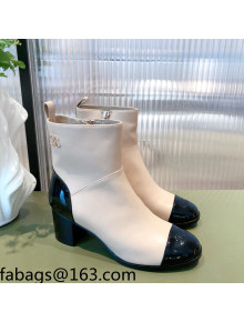 Chanel Calfskin and Patent Leather Ankle Boots Apricot 2021