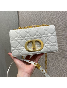 Dior Small Caro Chain Bag in White Soft Cannage Calfskin 2021