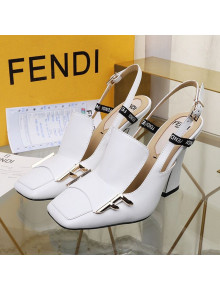 Fendi F Charm Leather Slingback Pump White 2019