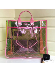 Chanel PVC Coco Splash Large Shopping Bag  Fuchsia/Yellow/Green 2018