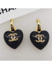 Chanel Heart Short Earrings AB5963 Black 2021