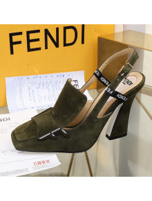 Fendi F Charm Suede Slingback Pump Green 2019