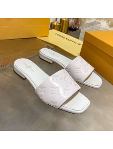 Louis Vuitton One-Stone Monogram Calfskin Flat Slide Sandals White 2020