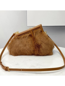 Fendi First Small Mink Fur Bag Brown 2021 80018M