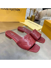 Louis Vuitton One-Stone Monogram Calfskin Flat Slide Sandals Burgundy 2020