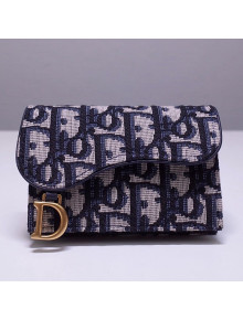 Dior Saddle Coin Purse in Blue Oblique Jacquard Canvas