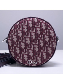 Dior Round Mini Shoulder Bag in Burgundy Oblique Jacquard Canvas 2019