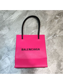 Balenciaga Calfskin Vertical Mini Shopping Tote Bag 201016 Hot Pink/Black 2020