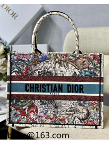 Dior Medium Book Tote Bag in Latte Multicolor Constellation Embroidery 2021