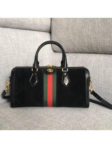 Gucci Suede Leather Ophidia Medium Top Handle Bag 524532 Black 2018