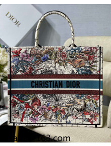 Dior Large Book Tote Bag in Latte Multicolor Constellation Embroidery 2021