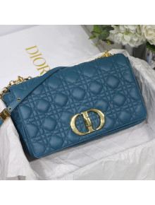 Dior Large Caro Chain Bag in Soft Cannage Calfskin Ocean Blue 2021