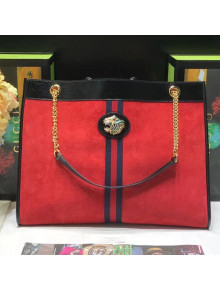 Gucci Suede Leather Rajah Large Tote 537219 Red 2018