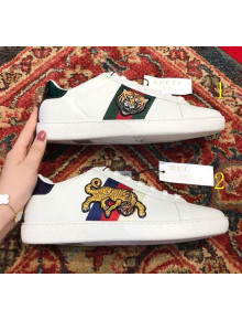 Gucci Ace Sneaker with Tiger Embroidery White 2018