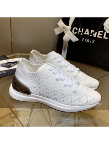 Chanel Quilted Knit Fabric Sneakers G35549 White 2020