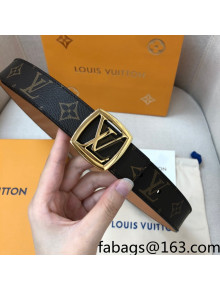 Louis Vuitton Monogram Canvas Belt 30mm with Gold Sqaure LV Buckle 2021 03