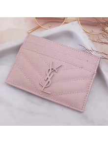 Saint Laurent Card Case in Textured Matelasse Leather 423291 Pink