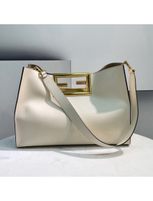 Fendi Way Leather Medium Tote Bag White 2021 8506M