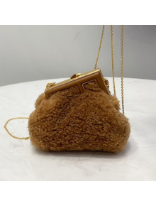 Fendi First Nano Bag Charm in Wool Sheepskin Brown 2021 80018S