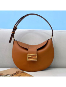 Fendi Small Croissant Leather Hobo Bag Brown 2021