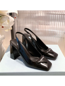 Prada Leather Slingback Pumps 9.5cm Black 2022 03