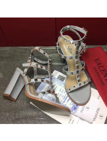 Valentino Rockstud Patent Calfskin Sandal with 9.5CM Heel Pale Blue 2017