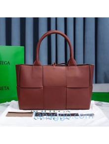 Bottega Veneta Arco Tote Bag in Maxi-Woven Lambskin Rust Brown 2020 614486