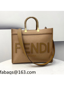 Fendi Sunshine Medium Shopper Tote Bag in Brown Flannel 2021 8509