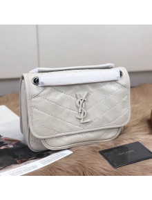 Saint Laurent Baby Niki Chain Bag in Vintage Leather 533037 White 2019