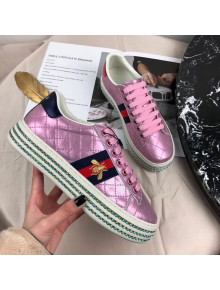 Gucci Ace Sneaker with Crystals 557878 Pink 2019