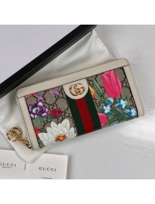 Gucci Ophidia GG Flora Zip Around Wallet 523154 White 2019