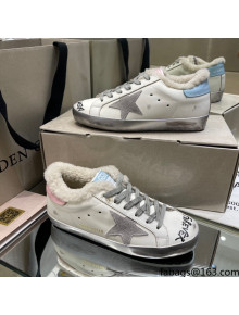 Golden Goose Super-Star Sneakers in White Leather and Shearling Lining and Suede Star 2021