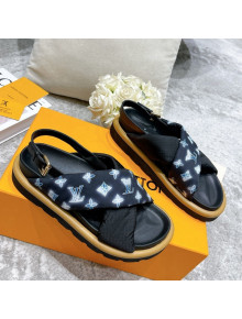 Louis Vuitton Pool Pillow Comfort Down Sandals Navy Blue 2021 111779